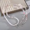 Bolsa Transversal com Corrente de Vidro com Contas Estrela de Cinco Pontas de Luxo Leve Corrente de Reposição Chaveiro Pingente Cordão para Celular Acessório de Corrente para Pendurar