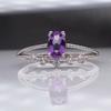Anillo de Amatista Natural Plata 925 Incrustado Anillo de Cristal para Mujer Amatista Joyería de Moda