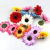 Girasol de simulación flor de girasol cabeza de flor 8cm Flor de pasador hecha a mano DIY Rota de mimbre sombrero de paja lintel decorativo corona arreglo floral