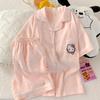 Fábrica de Origen Cardigan de Algodón Nube de Verano Solapa Pijama Manga Corta Pantalones Cortos Ropa de Casa para Mujer Transpirable Estilo Perezoso