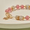 Pulsera de cristal de fresa para mujer, piedra lunar gris natural, cuentas de labradorita, pulsera DIY al por mayor