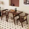 Estilo Nórdico Mesa Pequeña de Madera Maciza para Balcón Set de Ocio con una Mesa y Dos Sillas Mesa y Sillas de Ratán de Diseñador para Reuniones y Tomar el Té