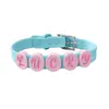 Collar de Silicona para Mascotas DIY con Cuentas Estampadas y Colgante Redondo de Letra y Dibujos Animados, Collar Personalizable con Nombre para Perro y Gato