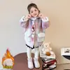 Casaco de Inverno Estiloso com Forro de Fleece para Meninas Pequenas Casaco de Lã de Cordeiro para Menininhas Moda Outono/Inverno Engrossado Bebê Menina