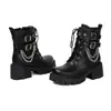 Botas de Cano Curto Femininas Outono Inverno Bico Redondo Solado de Borracha Plataforma Impermeável Salto Alto Tamanho Grande Botas Femininas Comércio Exterior Botas Martin Femininas