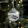 Bola de Plástico Transparente de 8 cm Bola de Navidad Rayada con Purpurina Perla Blanca Bola Colgante Decoración de Árbol de Navidad Arreglo de Escena