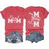 Camiseta feminina com V, símbolo musical divertido de mãe de banda, estoque pronto, cruzada da Amazon, europeia e americana, Ebay, solta, manga curta