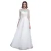 Vestido de Novia Ligero Estilo Francés de Encaje Blanco con Mangas Largas, Nuevo Modelo 2026, Vestido Principal de Novia Elegante de Malla Ajustado, Vestido Sencillo