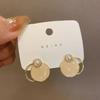 Aretes Redondos Geométricos de Perla Marrón de Lujo Ligero Estilo Coreano Diseño Nicho Modernos Versátiles Aretes de Dama