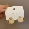 Pendientes Geométricos Redondos de Perla Marrón para Dama de Temperamento Diseño de Nicho Sentido de la Moda Pendientes Versátiles Pendientes de Celebridad de Internet