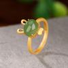 Anillo de conejo con diseño de jade hetiano chapado en oro de plata esterlina S925 de Yilu, anillo creativo de moda de nicho que combina con todo.