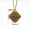 Collar Colgante Cuadrado de Esmalte Estilo Chino con Diseño Hueco de Filigrana e Incrustaciones de Esmalte Colorido, Joyería Versátil de Alta Gama Estilo Corte Vintage