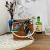 Cesta de Flores de Mão, Cesta Trançada, Cesta de Presente Decorativa Antiga, Caixa de Presente para Acompanhamento de Casamento, Caixa de Presente de Rattan, Cesta Cilíndrica de Vime