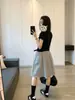 Cinturón Gratis Incluido, Falda de Corte A de Tencel para Mujer, Nuevo Estilo de Verano, Longitud Media, Cubre Cadera, Falda Adelgazante