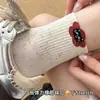 Novas meias de outono e inverno até a panturrilha para mulheres, meias de algodão com fio e estampa de gato de desenho animado, meias folgadas femininas, meias Zhuji