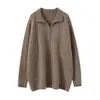 Suave y acogedor suéter de cachemira 2026 otoño/invierno nuevo para mujer, ajuste holgado, con media cremallera, cuello retorcido, suéter de punto base