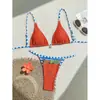 2026 Nuevo Bikini de Dos Piezas con Bloques de Color Estilo Europeo y Americano para Mujer en Amazon, Bikini Sexy con Atar para Playa y Aguas Termales