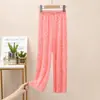 Pantalones de pierna ancha para niñas, pantalones largos de seda helada para verano, pantalones anti-mosquitos para niños mayores, pantalones finos y holgados para niñas pequeñas para primavera y otoño