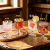 Copos de vidro retro estilo ins, de haste curta e altos, alto valor estético, adequados para suco, bebidas leves e licor