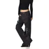 Jeans de mezclilla cruda con estampado de caballo de guerra retro americano para hombres y mujeres, estilo callejero, pantalones de mezclilla anchos hasta el suelo, geniales y modernos