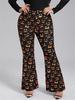 Moda europeia e americana calça estampada de microfibra marrom respirável cintura alta leggings finos comuns