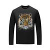 Camiseta de manga larga para hombre de primavera y otoño, delgada, de marca, cuello redondo, modal, camiseta interior, pedrería caliente, cabeza de tigre pesada