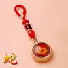 Chaveiro do Zodíaco Chinês de Vidro Vermelho Luminoso e Latão Cobre Cabaça Doze Signos Fluorescente Giratório