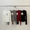 Lã de alta qualidade Loja che* Linha Treze! Camiseta Manga Longa Slimming Gola Redonda Ombro Normal Outono/Inverno 2026