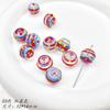 Divertido Bonito Pintado À Mão Listra Dot Vidro Vitrificado Contas Contas DIY Feito À Mão Colar Pulseira Material Acessórios
