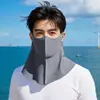 Mascarilla de Protección Solar para Hombres en Verano, Playa al Aire Libre, Seda de Hielo Transpirable, Protección de Cuello, Mascarilla Facial Integrada, Mascarilla Transpirable Anti-UV