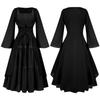 Vestido longo de renda com gola quadrada e manga bufante para mulheres europeias e americanas, vestido vitoriano