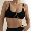 Joyería transfronteriza europea y americana con bikini de metal, cadena de pecho con borlas multicapa de diamantes de imitación cruzados sexys para mujer