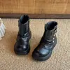 2026 Nuevas Botas de Cuero Gruesas Estilo Retro para Niñas con Cremallera Lateral Suela Suave Otoño/Invierno Moda para Bebés Botines Cortos