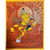 Estatuilla Thangka de Buda Pintada a Mano Nepalí Premium, Buda Amarillo, Avalokiteshvara de Mil Manos, Manjushri Avalokiteshvara, Decoración de Mesa para Sala de Estar