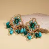 Pendientes de Borla con Forma de Gota de Agua de Cristal de Diamante y Pedrería Estilo Europeo y Americano, Pendientes Exquisitos de Alto Nivel Vintage Estilo Palacio