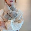 2022 Novo Cachecol de Gola Mao Mao com Argola de Couro Macio Letra Cachecol Feminino Outono e Inverno Estilo Coreano Versátil Proteção para o Pescoço Lenço Pequeno