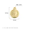 Revestido de Cobre com Ouro Real, Pingente Redondo de Moeda de Cobre Fundido 10mm, Tag Retangular para Pingente de Colar DIY