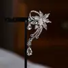Pendientes Exquisitamente Diseñados con Diamantes Brillantes, Brazaletes de Oreja Florales, Pendientes para Vestido de Novia y Vestido de Noche sin Perforación, Nuevos Pendientes Clip de Moda 2025