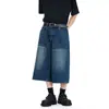 Jeans Cortos Vintage Lavados Old de Estilo Americano para Hombre, Holgados de Pierna Ancha Rectos, Marca Trendy High Street, Pantalones Cortos