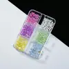 Joyería para uñas cuentas de burbuja rejilla de 12 tamaño semicírculo mixto aurora cuentas de pez humano color caramelo fondo plano cuentas de vidrio mágico