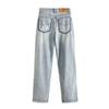 8916-25 Primavera Nuevo Estilo Europeo y Americano Retro Delgado Moda Casual Bolsillo Color de Contraste Pantalones Jeans