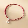 Pulsera de Hilo Rojo con Cuentas de Plata S925 Nalan Diseño Artístico Retro Estilo Chino Pulsera Ajustable S8584