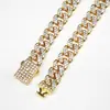Collar de cadena redonda de 10 mm en estilo hip-hop europeo y americano para hombres y mujeres, collar de cadena cubana con doble hilera totalmente de diamantes, accesorio de moda