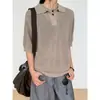 Camisa Polo Tricotada de Manga Curta para Homens com Design Falso de Duas Peças, Gola Henley Seagull, Estilo Old Money, Atacado de Fábrica Transfronteiriço de Verão
