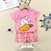 Traje de Manga Corta para Niños Verano Algodón Puro Masculino y Femenino Ropa de Bebé Shorts de Manga Corta Conjunto de Dos Piezas Traje Infantil de Dibujos Animados Venta al por Mayor