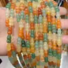 Cuentas de Disco de Ágata Verde Aventurina y Seda Dorada, Cuentas de Barril, Cuentas Redondas Materiales para Accesorios de Joyería DIY Cristal Natural Cuentas de Buda Retorcidas a Mano Venta al por Mayor