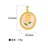 Pingente para Mulheres Estilo Pintura a Óleo Jardim de Monet Pingente Redondo de Flor para Mulheres Moda Elegante Simples Corrente para Clavícula Pingente Atacado