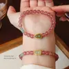 Pulseira de Cristal Natural Cristal Morango Pérola de Água Doce Feminina Jade Hetian Cuia Novo Estilo Chinês Design de Alto Padrão Joia de Mão