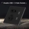 86 enchufe universal británico interruptor de reinicio de botón grande enchufe de cinco orificios negro esmerilado lujo ligero con indicador LED