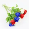 Rosas artificiales hechas en fábrica, rosas decorativas para el Día de la Independencia, tela de seda de alta calidad con núcleo de espuma, producto popular transfronterizo